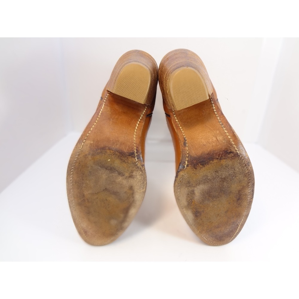 Frye Western Cowboy Boots Womens 7.5B Tan Leather Good Vintage Stacked Heel USA - Picture 7 of 9
